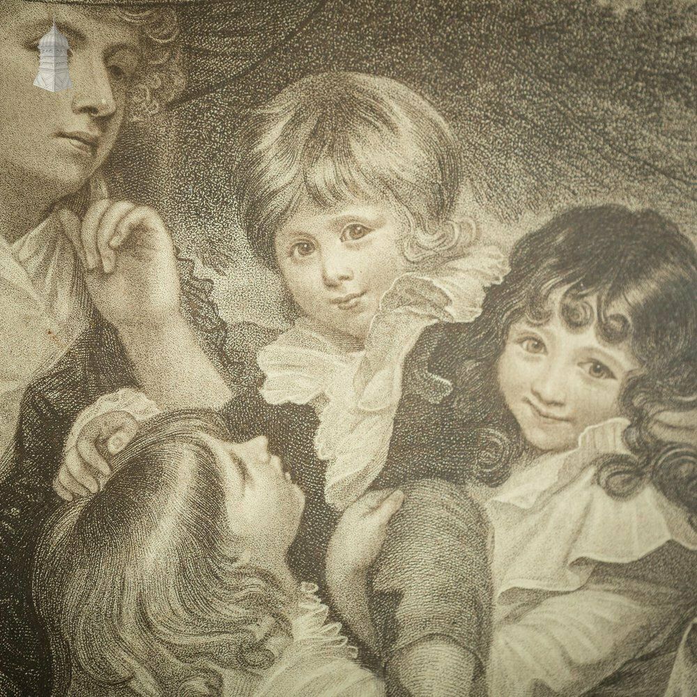 Framed Print Of 1789 Engraving Of Lady Smyth And Her Children: George Henry, Louisa And Charlotte photo for sale