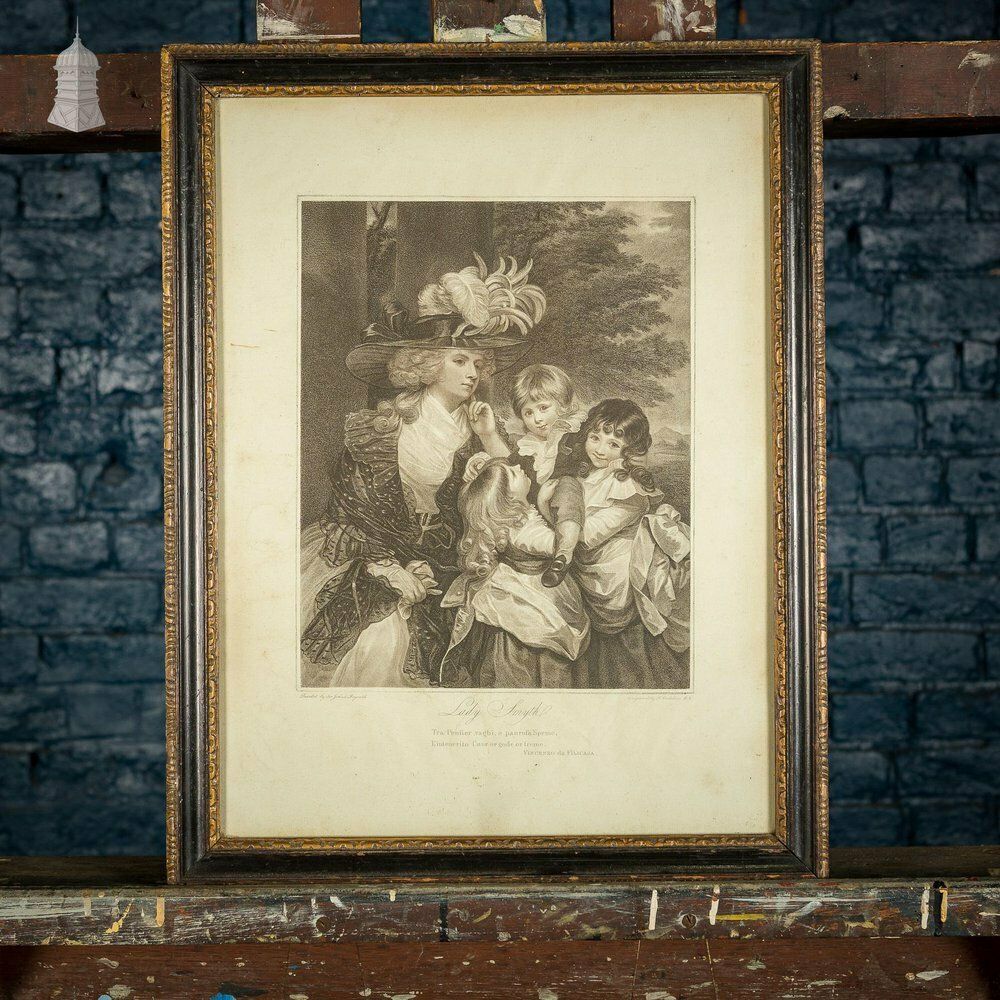 222.0 Framed Print Of 1789 Engraving Of Lady Smyth And Her Children: George Henry, Louisa And Charlotte photo