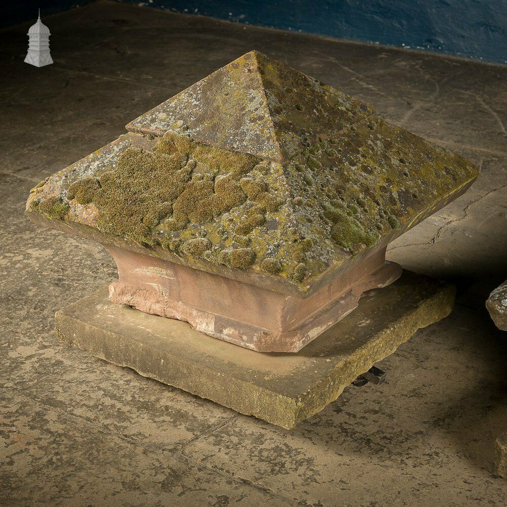 Pair Of 18th C Stone Pier Caps On Later Bases photo for sale