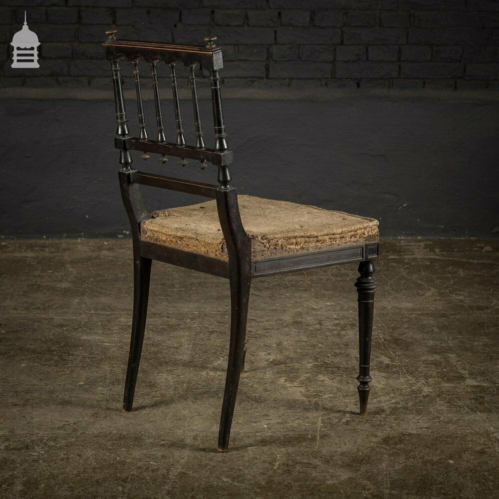 Elegant 18th C Ebonised Dining Chair With Ornate Turnings For Re Upholstery photo for sale
