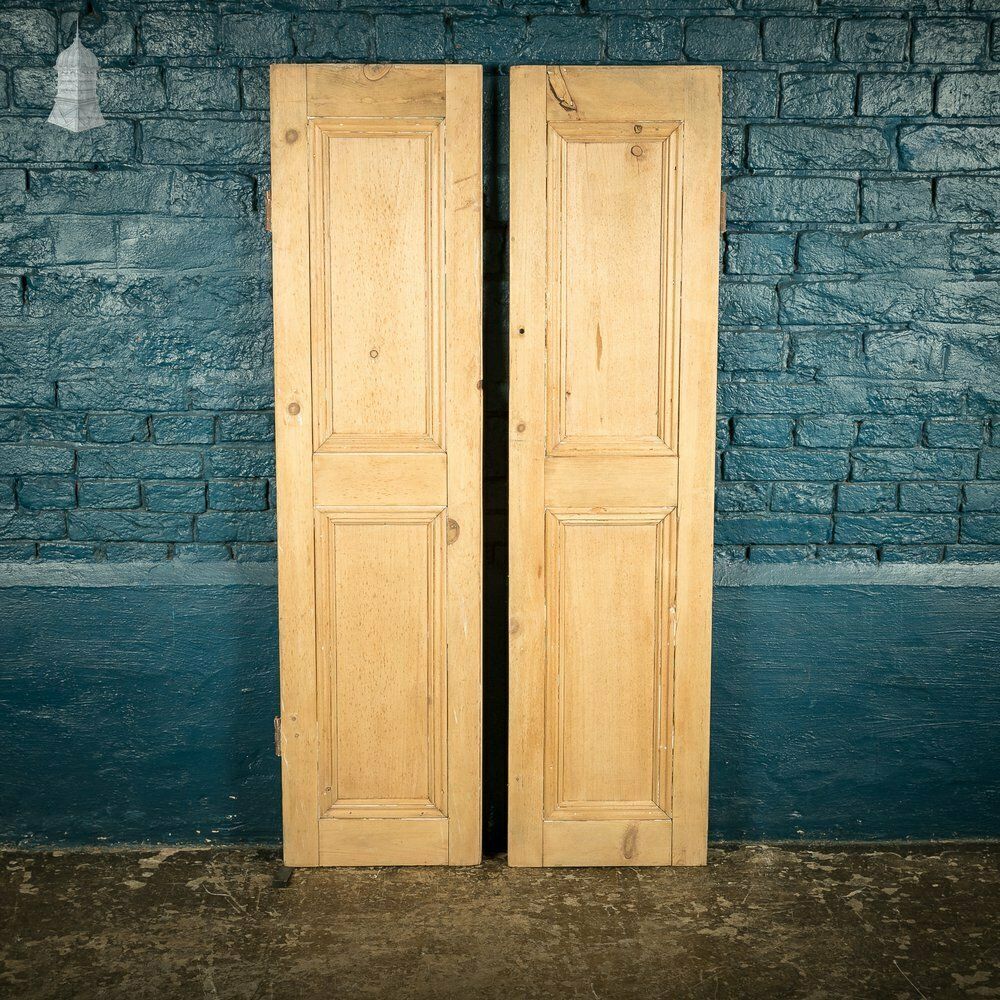 Pair Of Small 19th C Stripped Pine Moulded Panel Cupboard Doors photo Home Fixtures