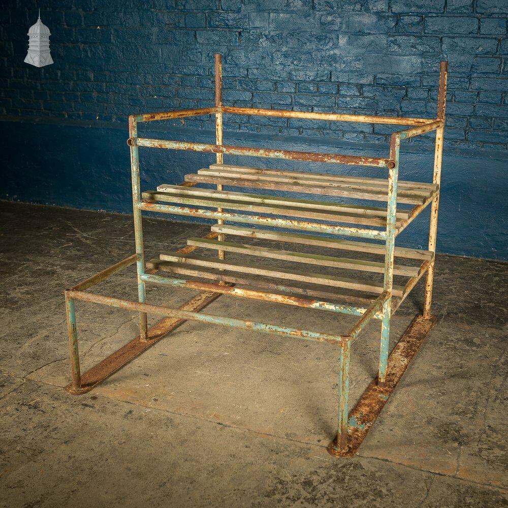 Metal Industrial Shelving With Wooden Slats