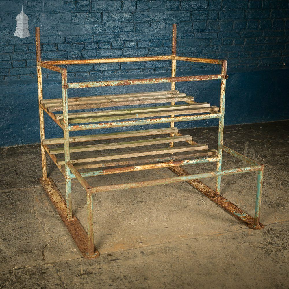 Metal Industrial Shelving With Wooden Slats photo furniture