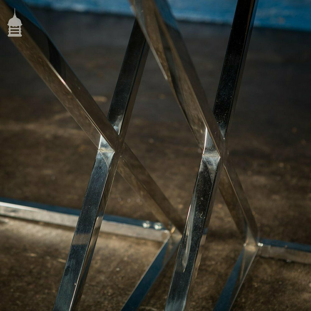 Pair Of Modern Glass Top Tables On Contemporary Chrome Bases photo Furniture