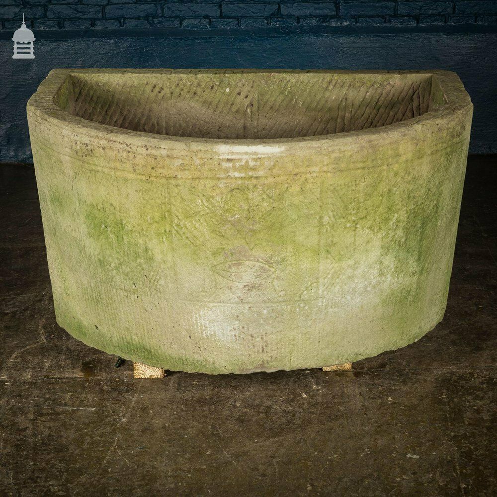 Georgian Bow Fronted Sandstone Trough With Decorative Detailing Reputedly From The Belvoir Estate [Number 3] photo vintage