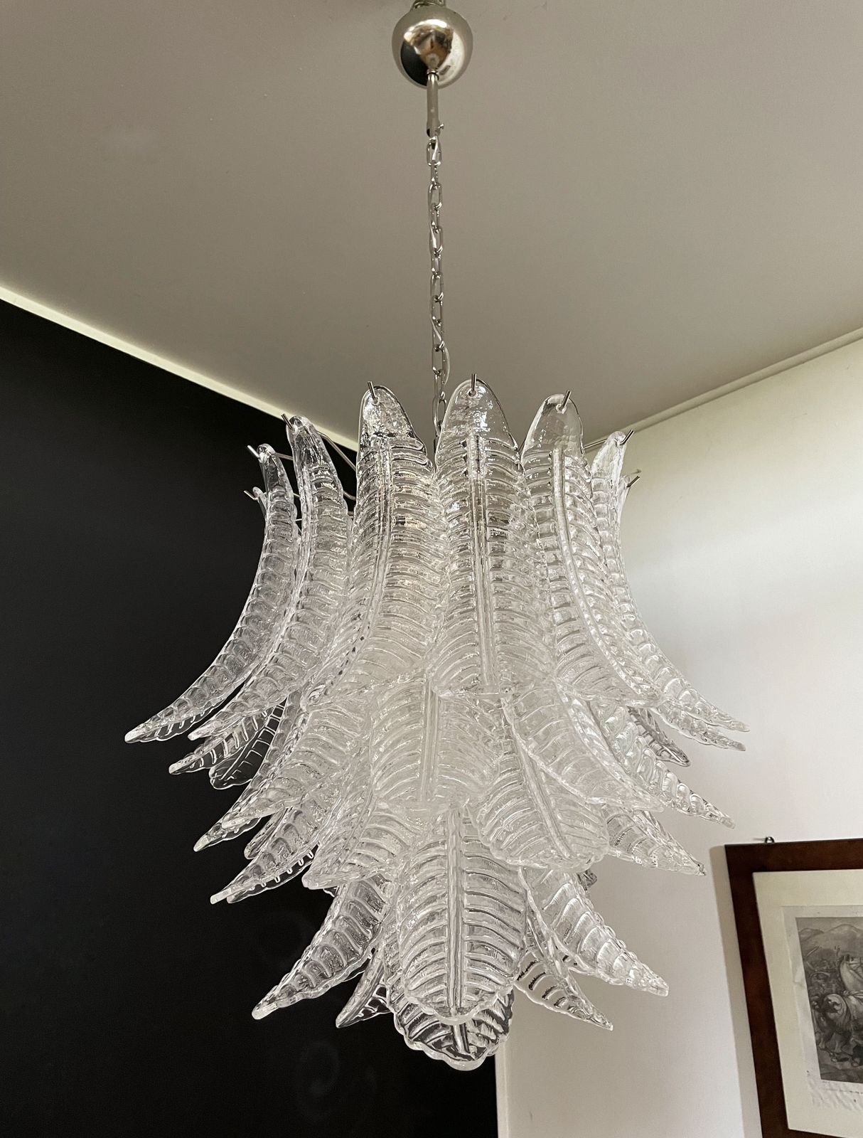 Huge Italian Murano Six Tier Felci Glass Chandelier 41 Glasses photo for sale
