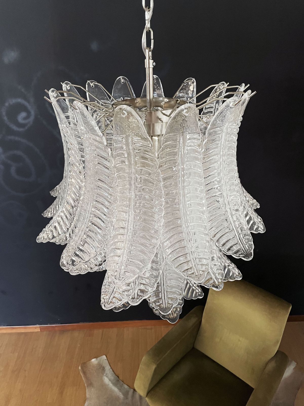Lighting Huge Italian Murano Six Tier Felci Glass Chandelier 41 Glasses photo