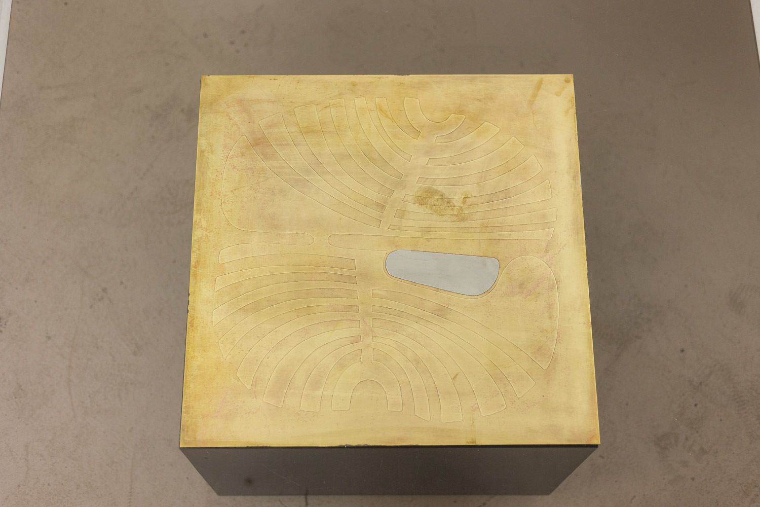 Coffee Table In Gilded Brass And Smoked Glass. 1970s. photo 3350.0