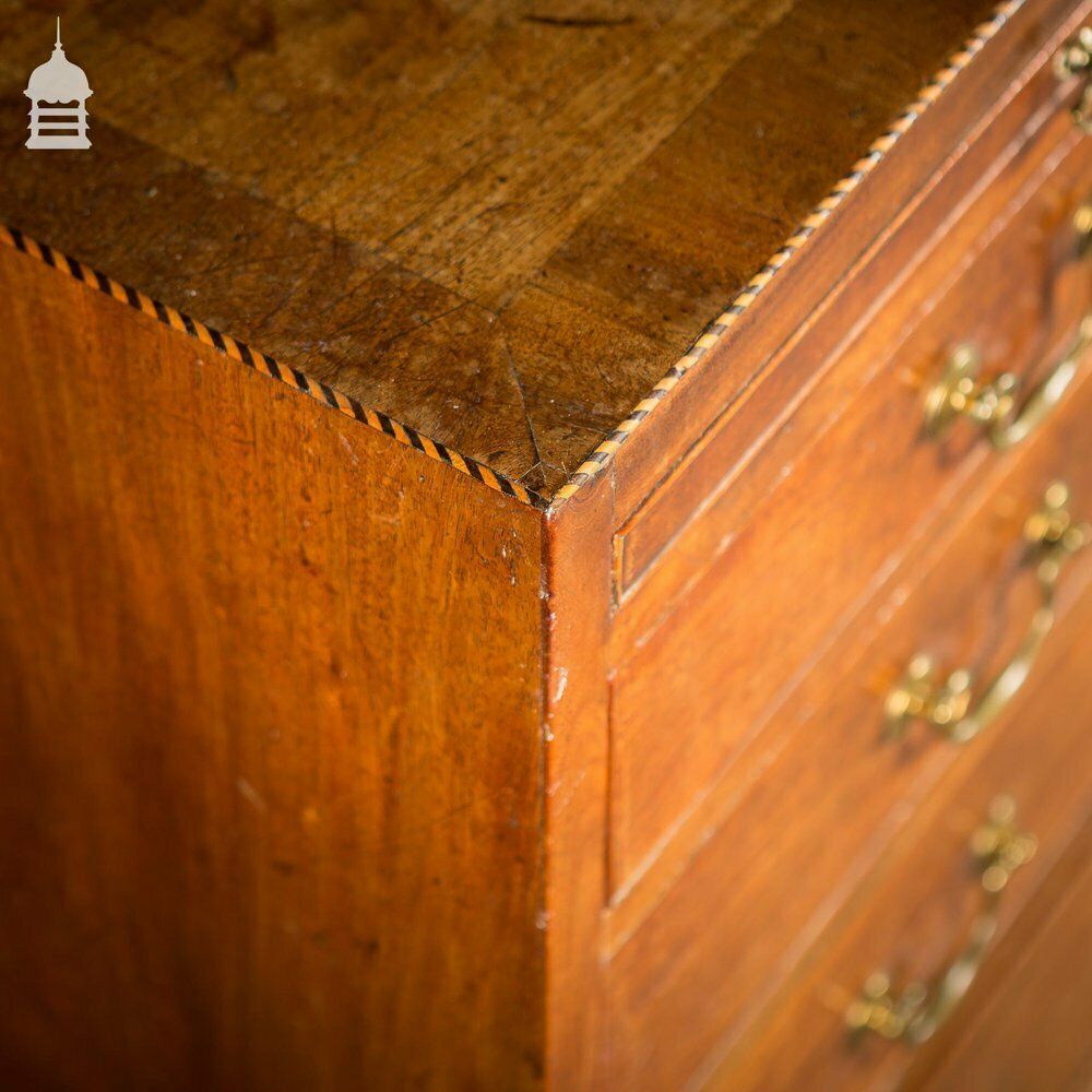 Small George III Chest Of Drawers Beautifully Proportioned In Mahogany With Cross Banding On Top Rim And Bracket Feet. C.1800 photo furniture