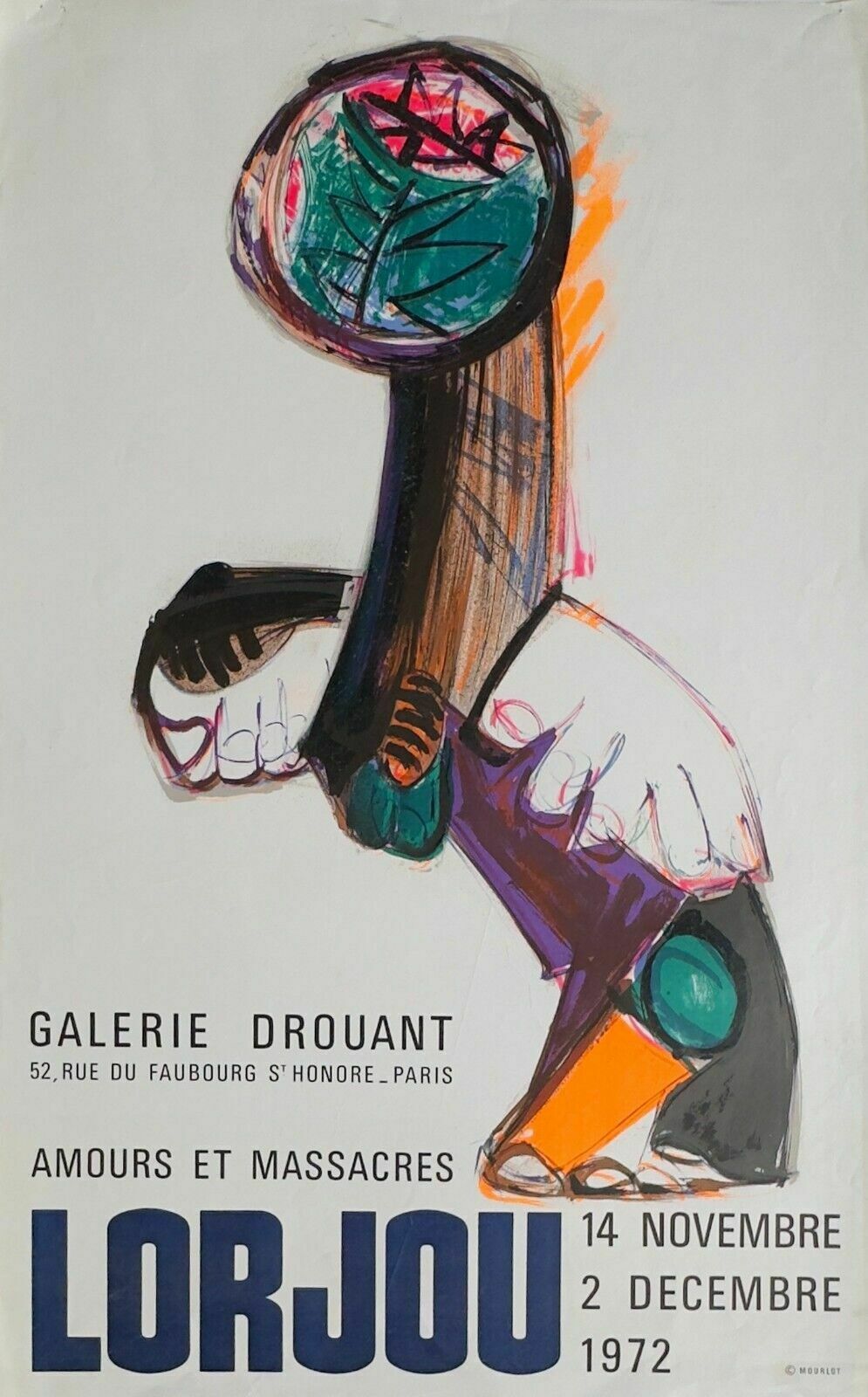 Bernard Lorjou Lithographic Poster Poster Expo 1972 Drouant Mourlot Gallery
