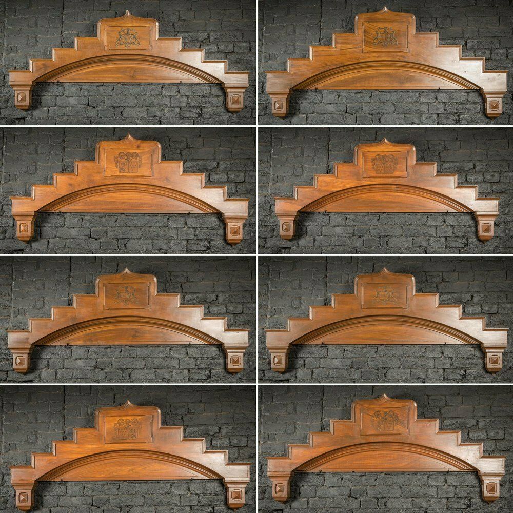 Set Of 8 19th C Faux Painted Overdoors With Individual Crested Shield Designs