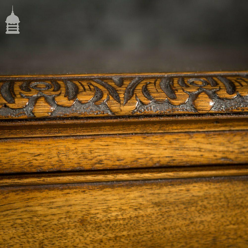 Furniture A Fine Late 19th C Sheraton Style Writing Table With Carved Prince Of Wales Feathers Escutcheons And Elegant Mellon Fluted Legs. photo