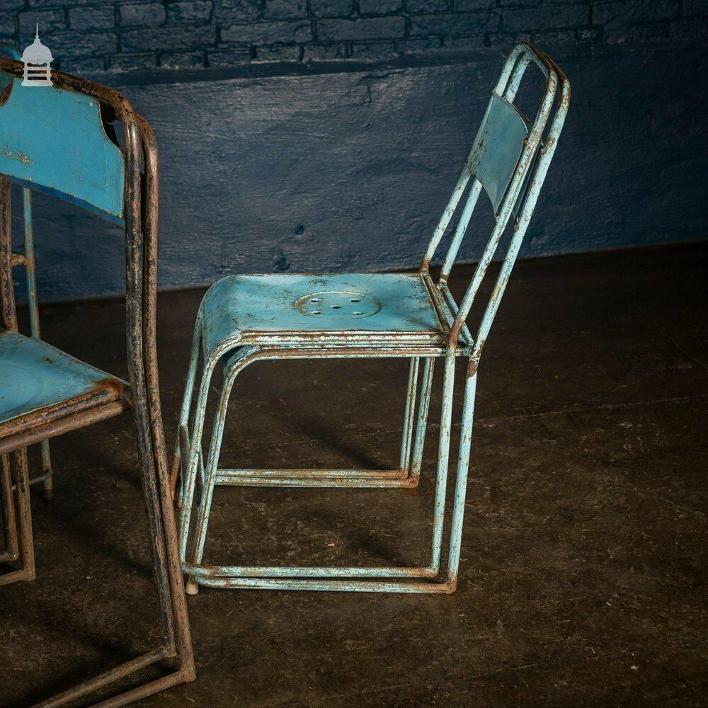 photo for sale Set Of 10 Metal Industrial Chairs From Indonesia