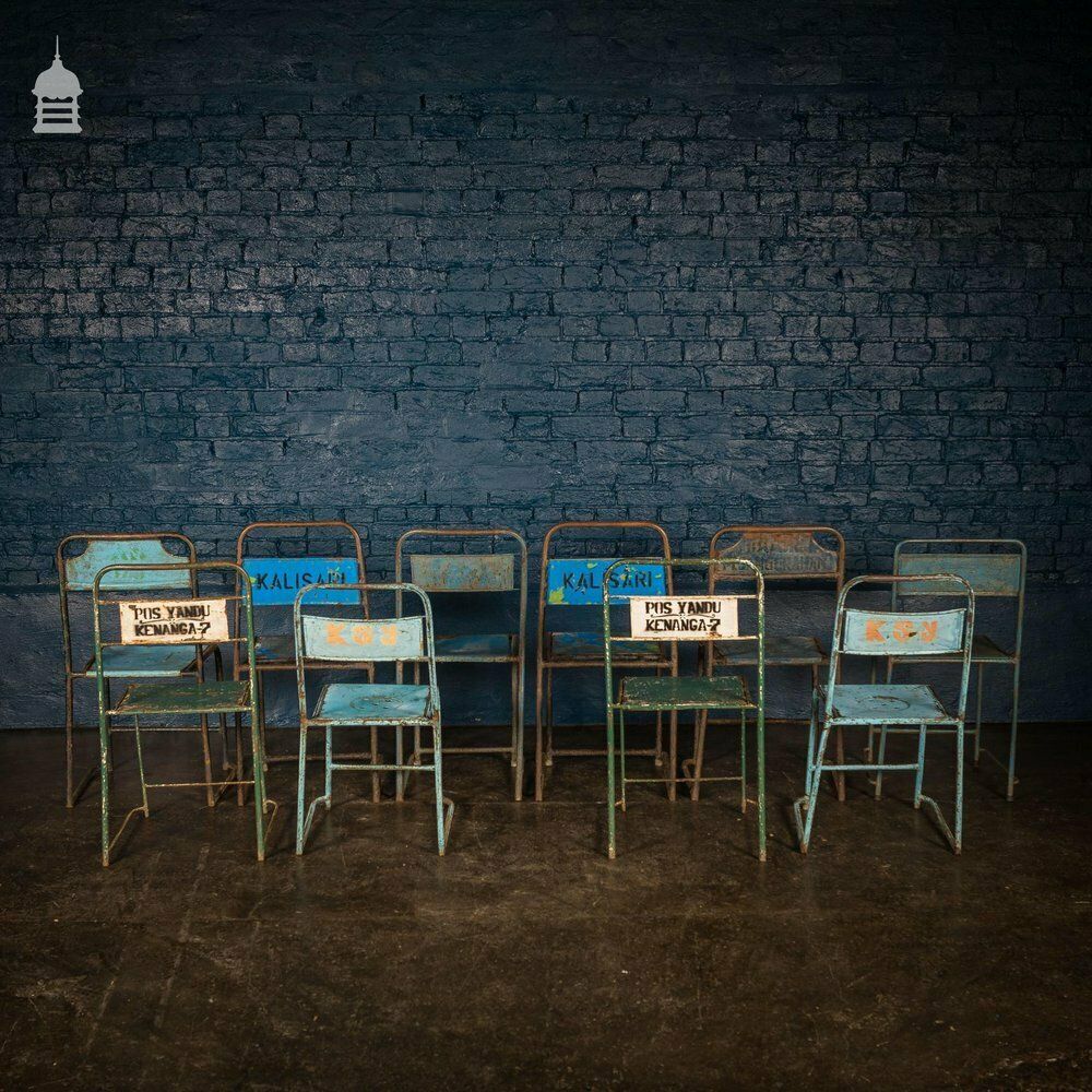 Furniture Set Of 10 Metal Industrial Chairs From Indonesia photo