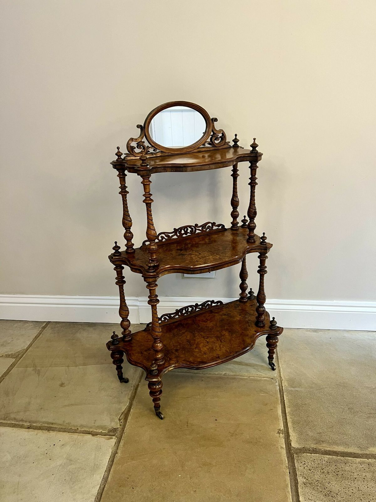 Wonderful Victorian Quality Burr Walnut Whatnot