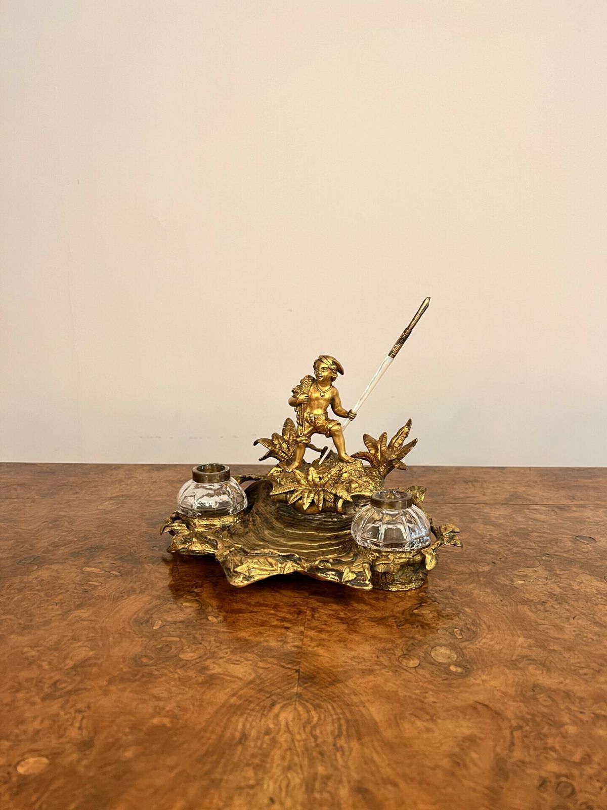 Stunning Quality Antique French Ormolu Desk Set photo vinterior