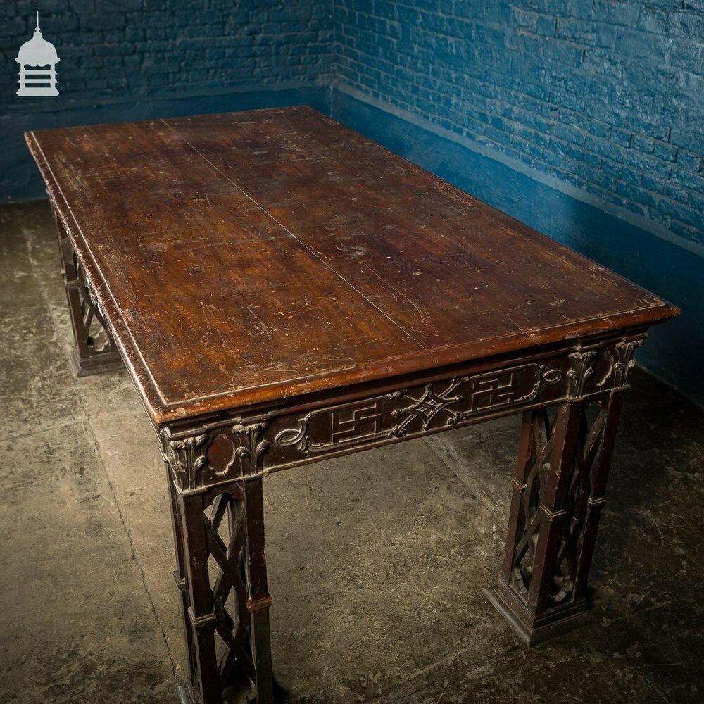 Circa 1900 Chippendale Revival Hardwood Sideboard Table From The Baroda Residency In India photo for sale