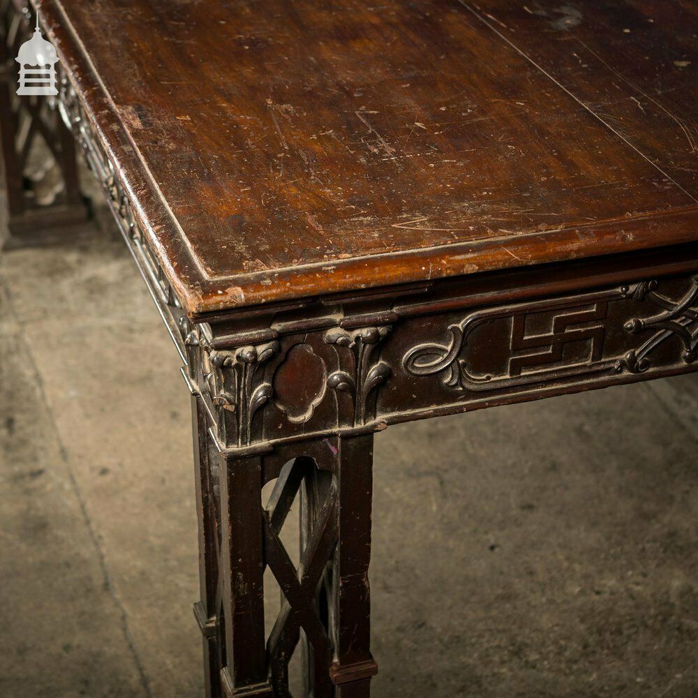 Circa 1900 Chippendale Revival Hardwood Sideboard Table From The Baroda Residency In India photo Furniture