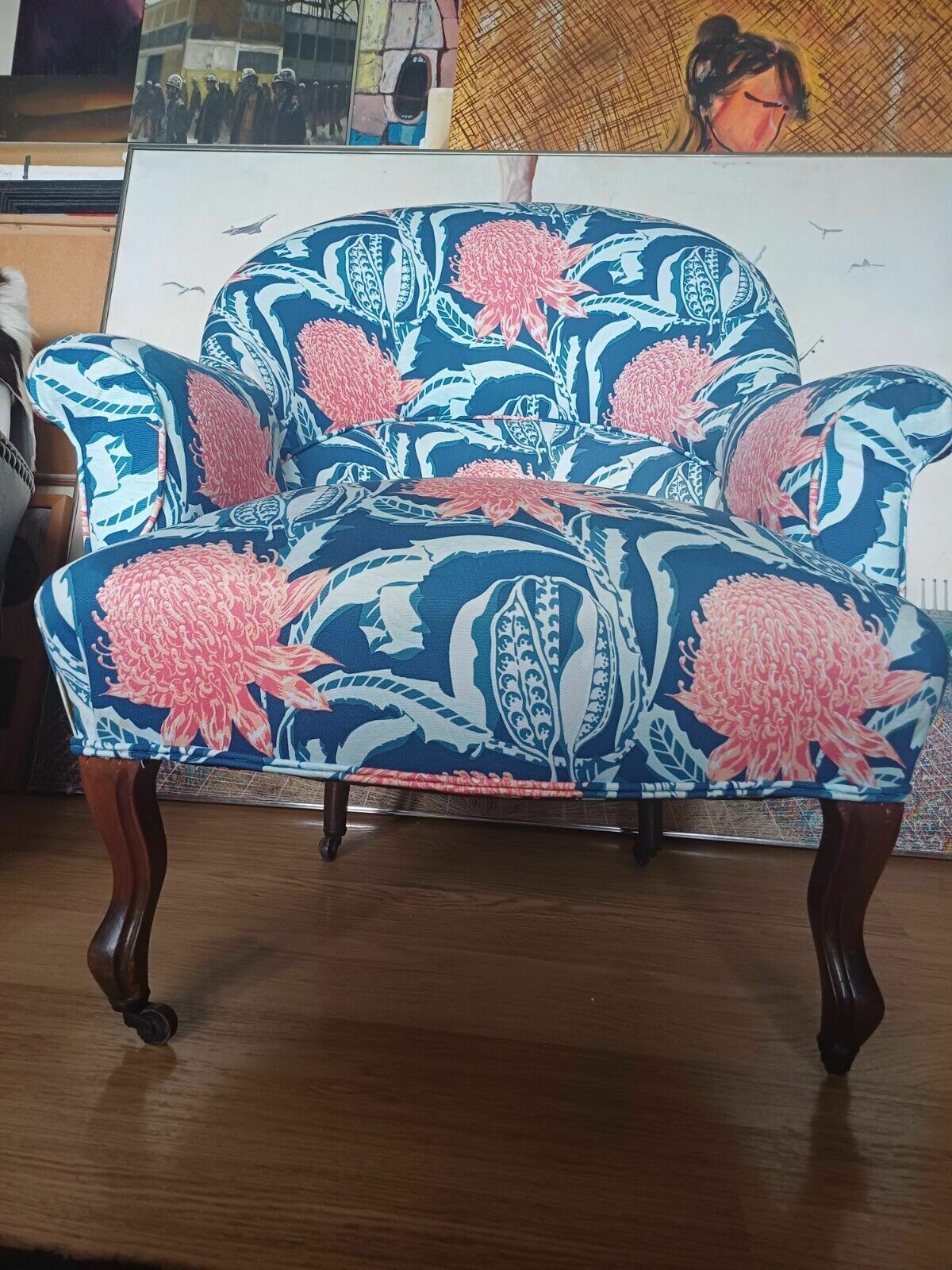 Pair Of Antique French Crapaud Napolean Tub Chair Cabriole Legs photo Furniture