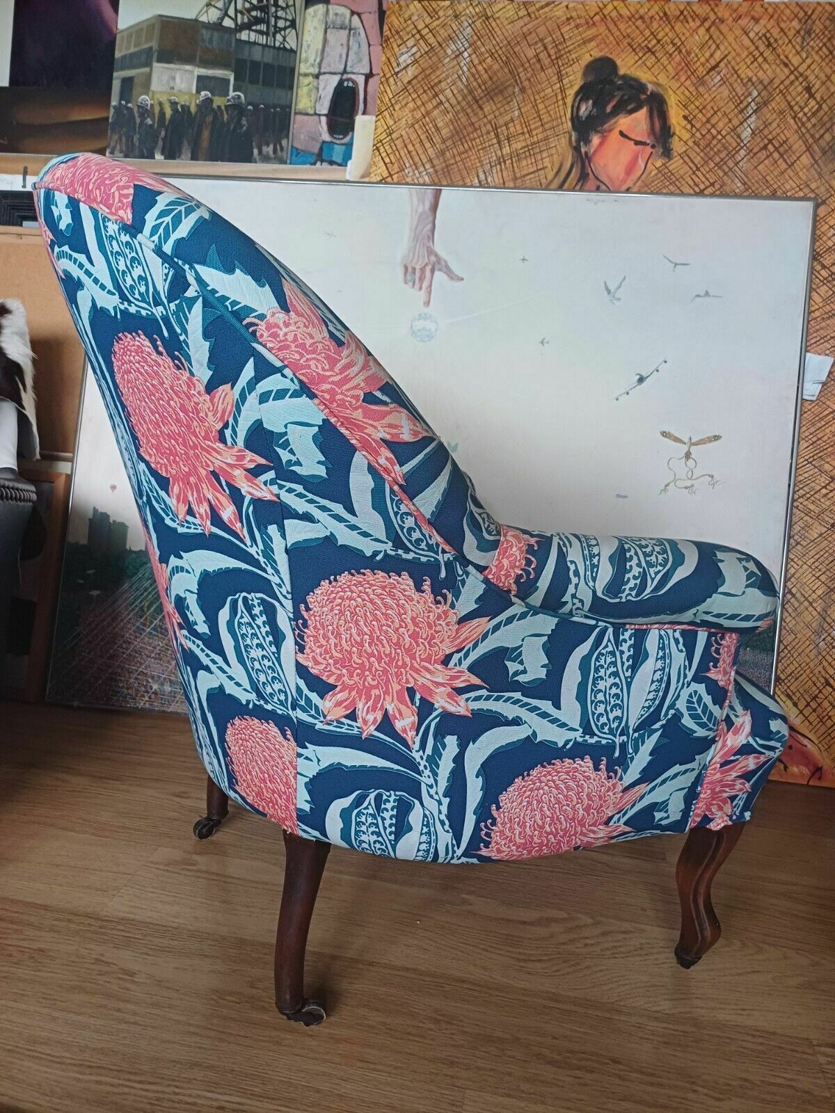 Pair Of Antique French Crapaud Napolean Tub Chair Cabriole Legs photo buy