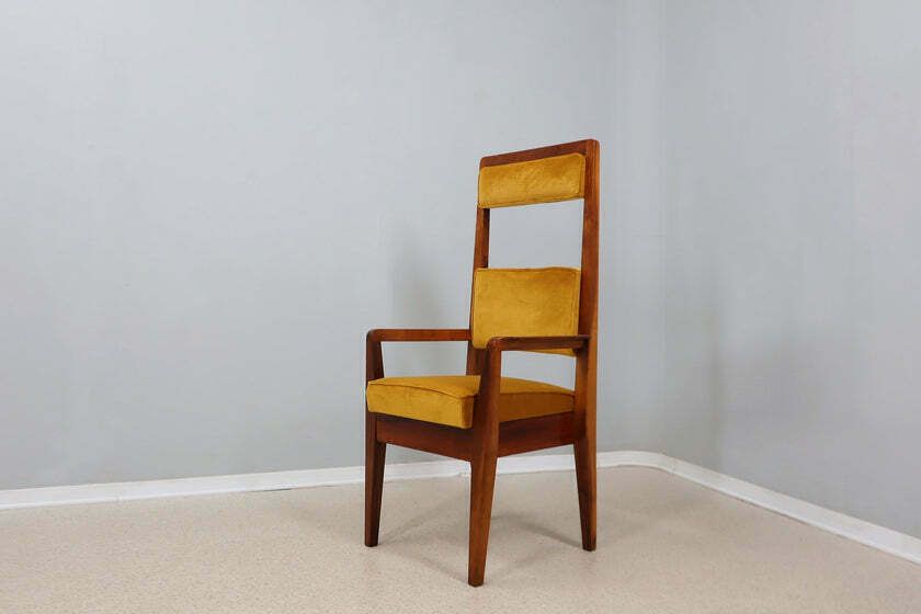 Mid Century High Back Chair Italy 1950s