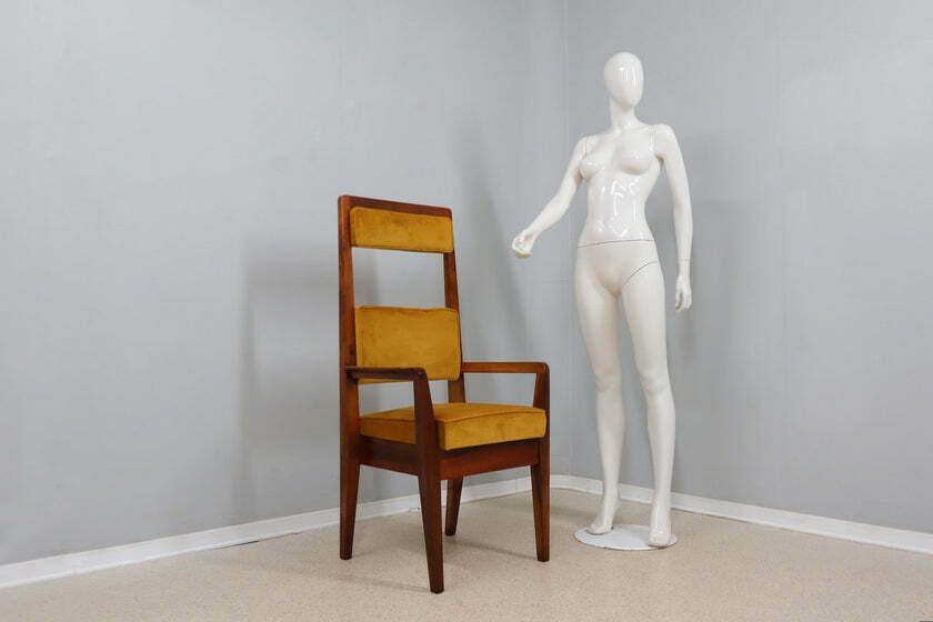 Mid Century High Back Chair Italy 1950s photo for sale