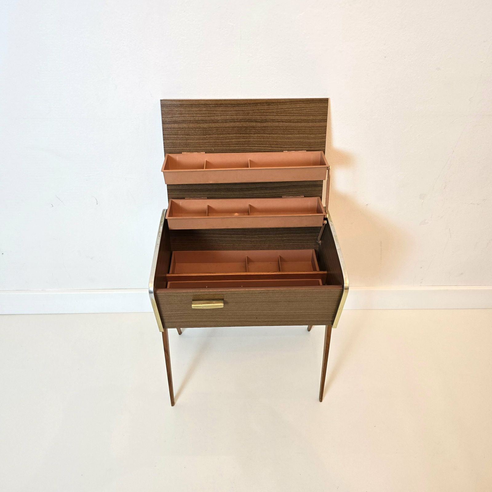 Vintage Mid Century Modern Sewing Box Bedside Table Side Table 60s photo vintage