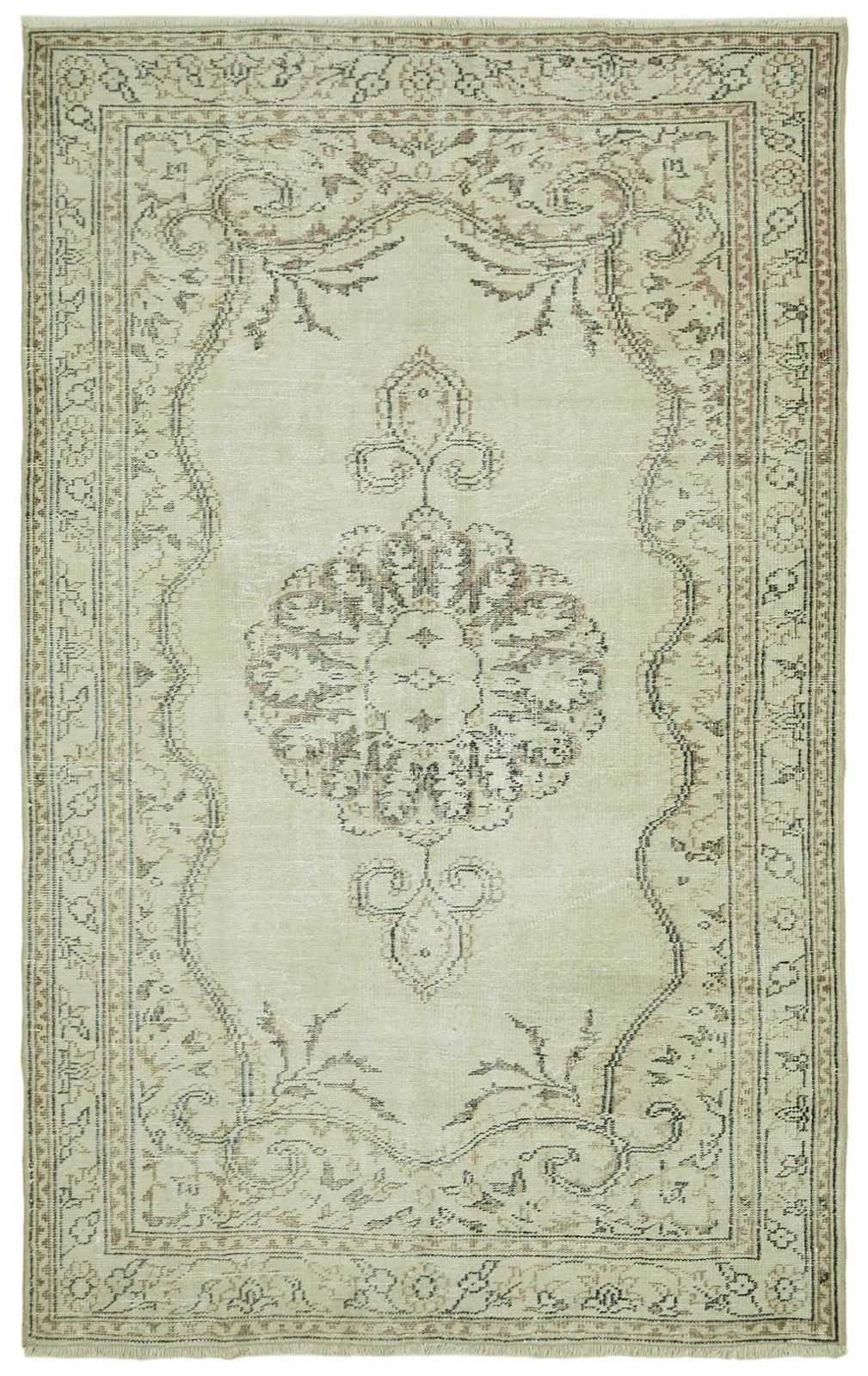 6x9 Beige Turkish Vintage Area Rug   41411