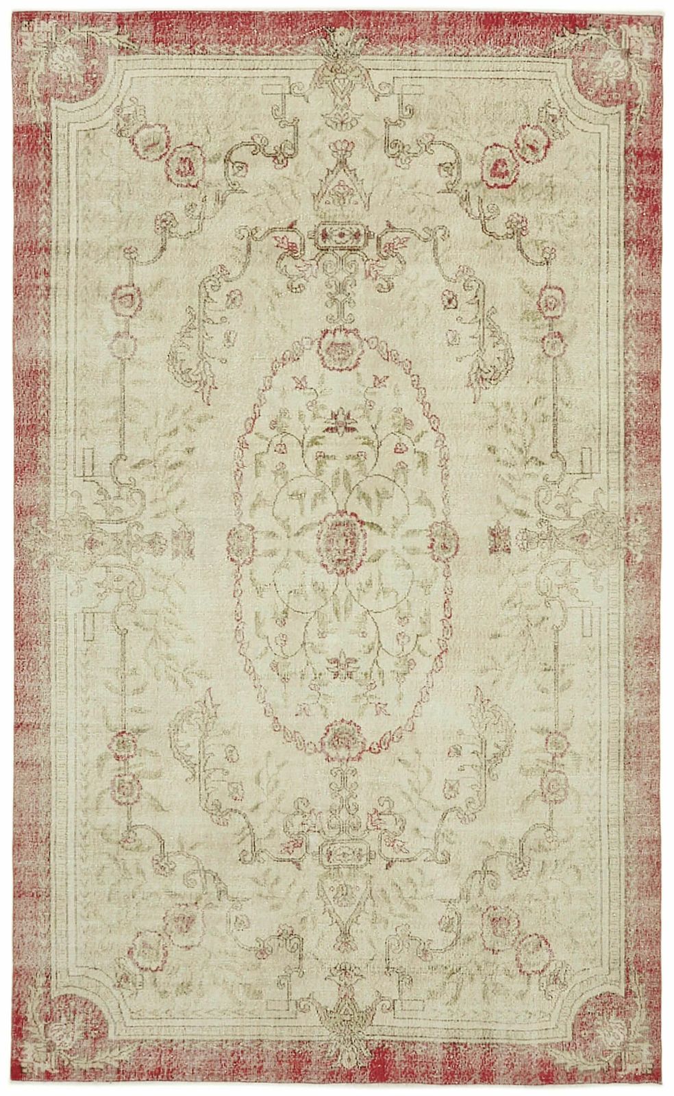 7x11 Beige Turkish Vintage Area Rug   43158