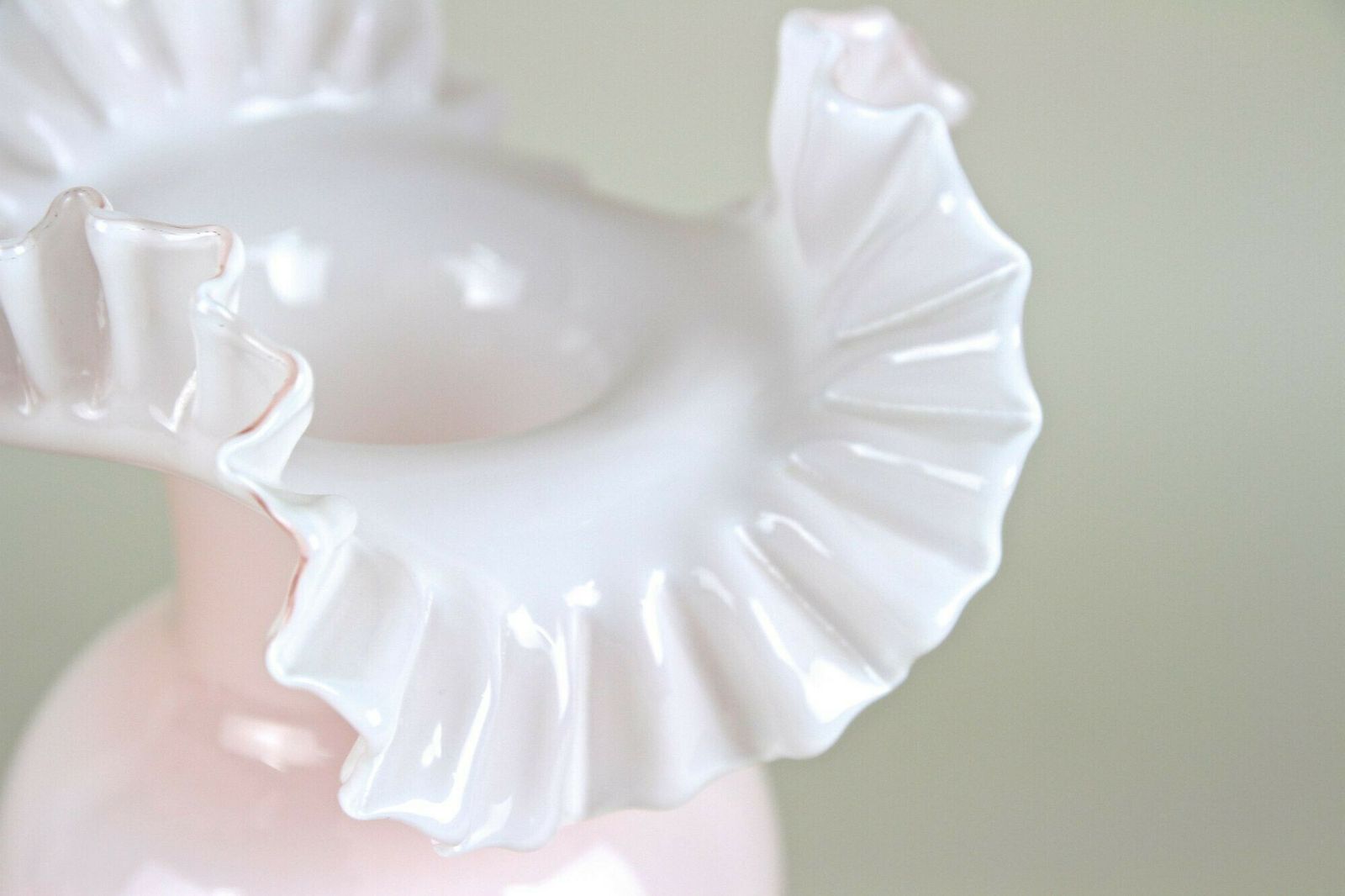 20th Century Art Nouveau Pink Frilly Edged Glass Vase, Austria Circa 1900 photo vintage