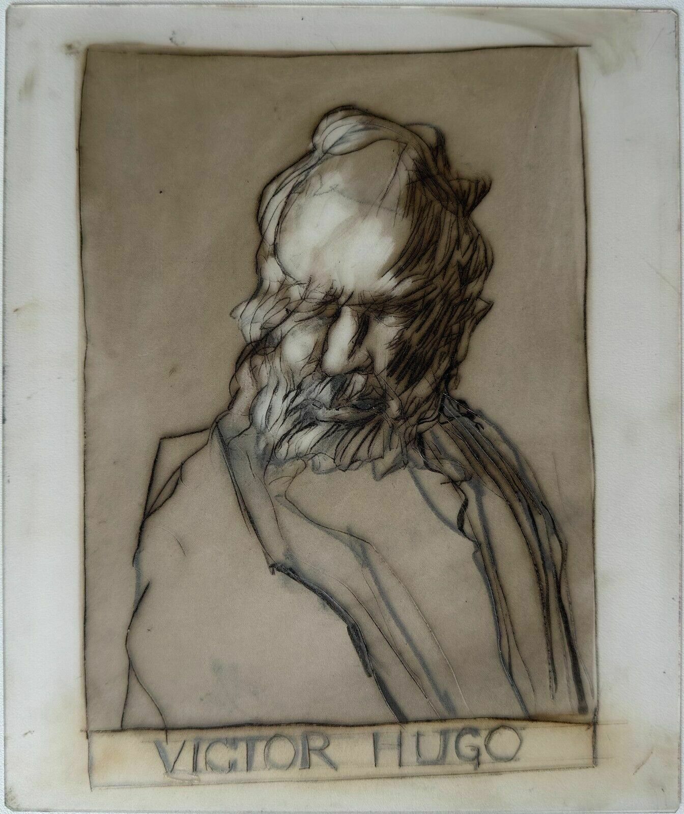 Claude Weisbuch Original Pencil Drawing On Acetate Sheet Victor Hugo 1990