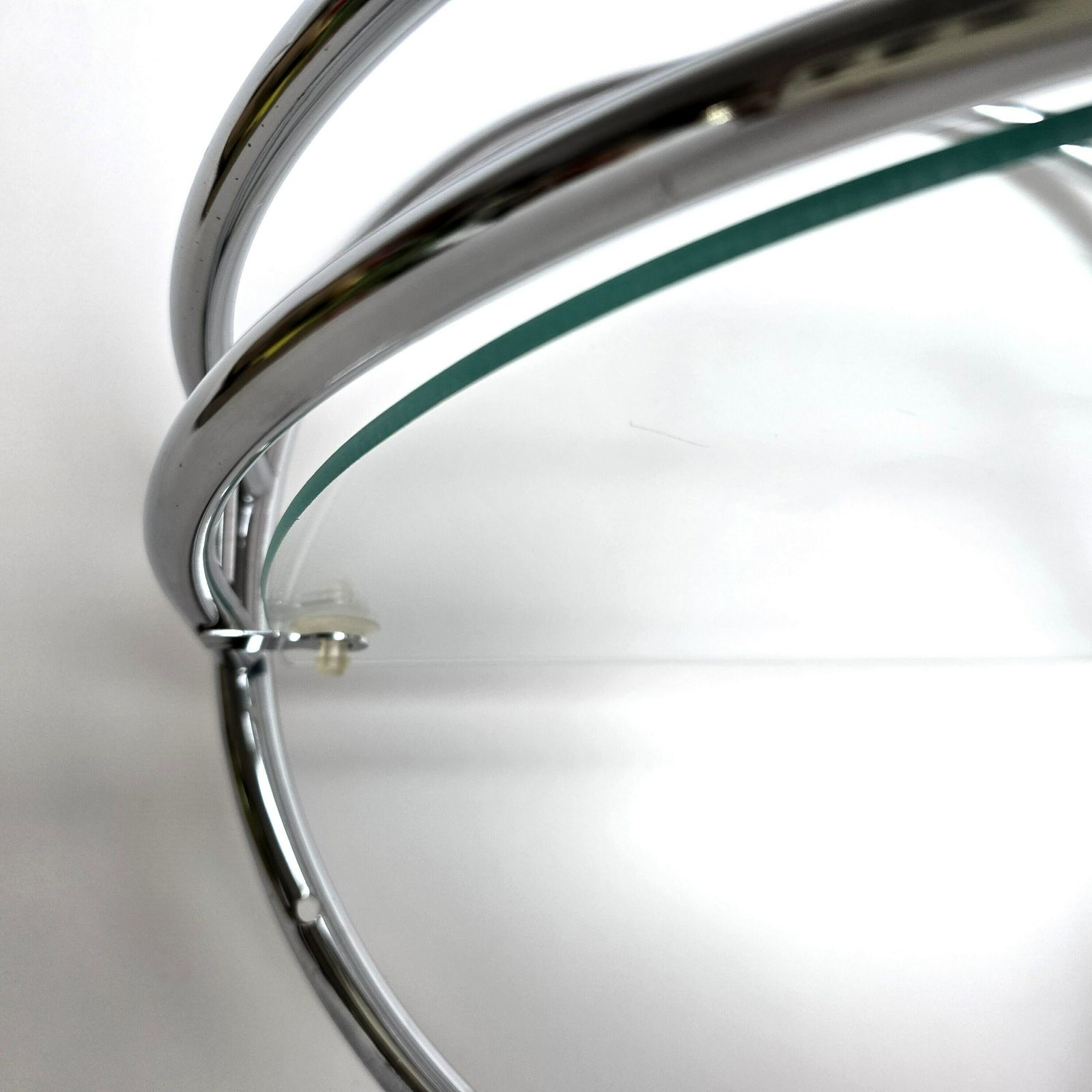 Vintage Chrome Pipe Bathroom Shelf With Clear Glass And 4 Hooks photo vinterior