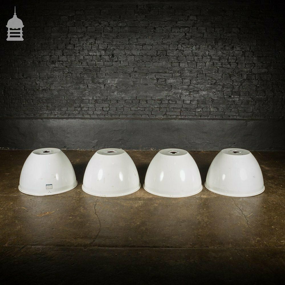 photo for sale Set Of 4 Vintage Aluminum Industrial Holophane Reflector Light Shades