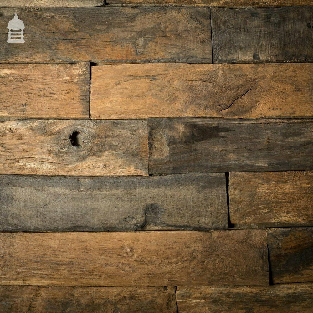 photo vinterior Batch Of Short Length Norfolk Broads Black Bog Oak Floor Board Wall Cladding 8.5 Square Metres