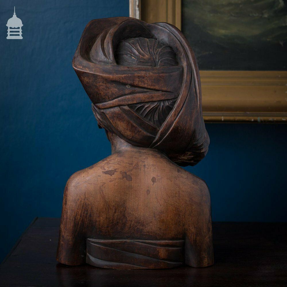 photo furniture Beautifully Carved Antique Exotic Dark Wood Female Figure Bust