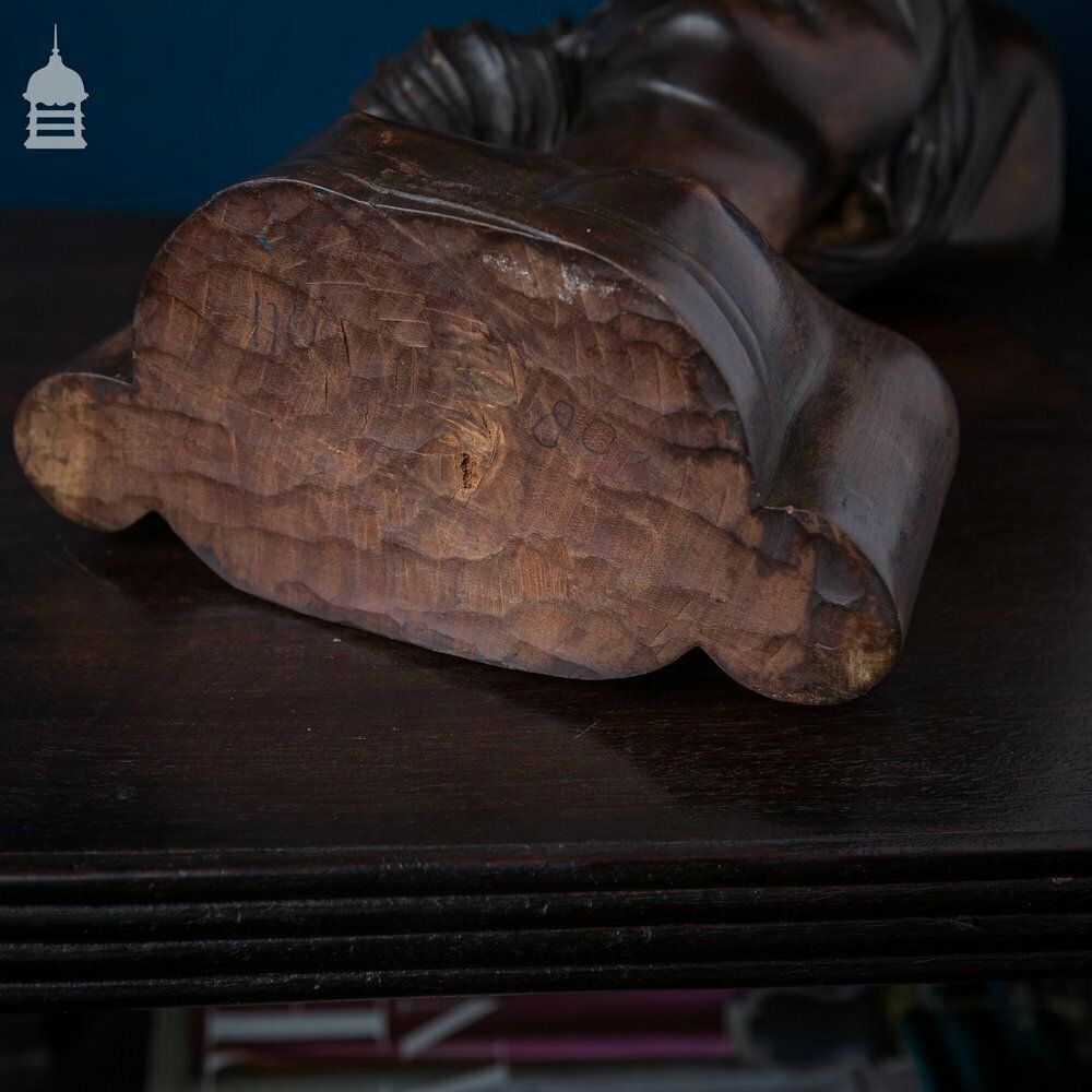 photo for sale Beautifully Carved Antique Exotic Dark Wood Female Figure Bust