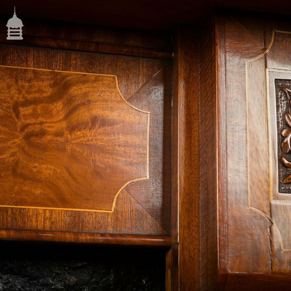 Circa 1900 Inlaid Mahogany Fire Surround With Mirrored Overmantel photo buy