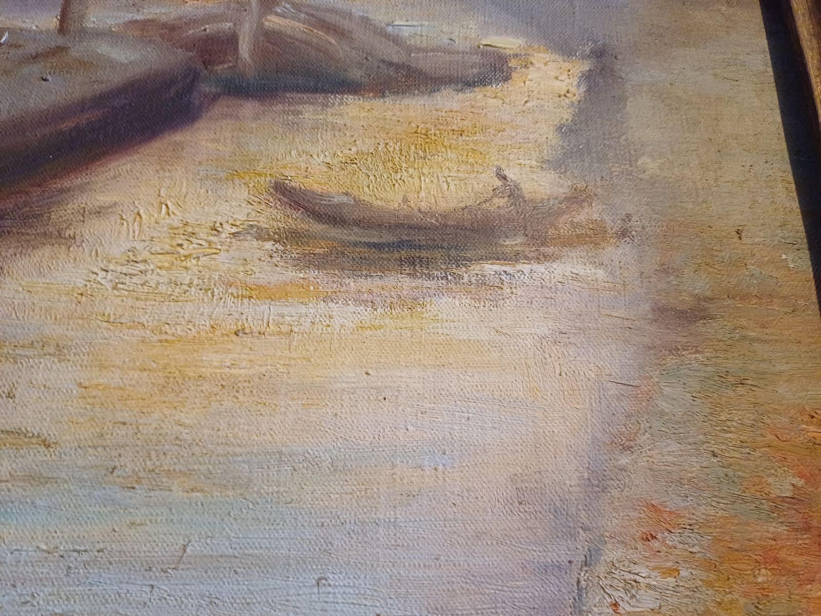 Oil On Canvas 19th Yvonac Annurey R "Barge" photo Art