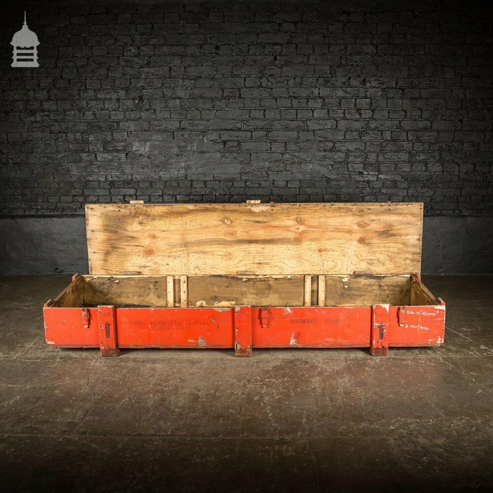 Large Red Industrial Wooden Aircraft Part Shipping Crate Reclaimed From A Norfolk Raf Base photo 288.0
