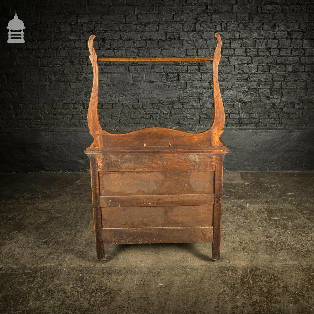 19th C Oak Vanity Unit On Castors With Bouffant Drawer photo buy