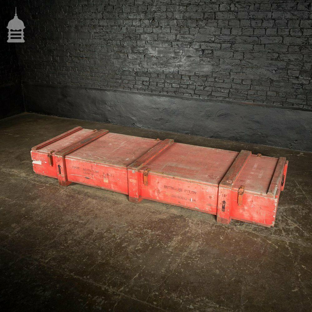 Large Red Wooden Aircraft Part Shipping Crate Reclaimed From A Norfolk Raf Base