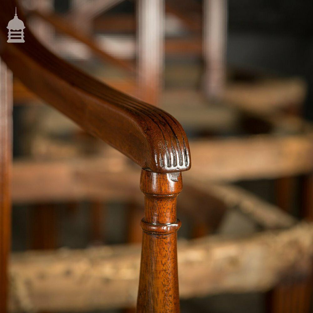 Set Of Six George III Reeded Mahogany Dining Chairs And One Carver Chair Ready For Upholstery photo vintage