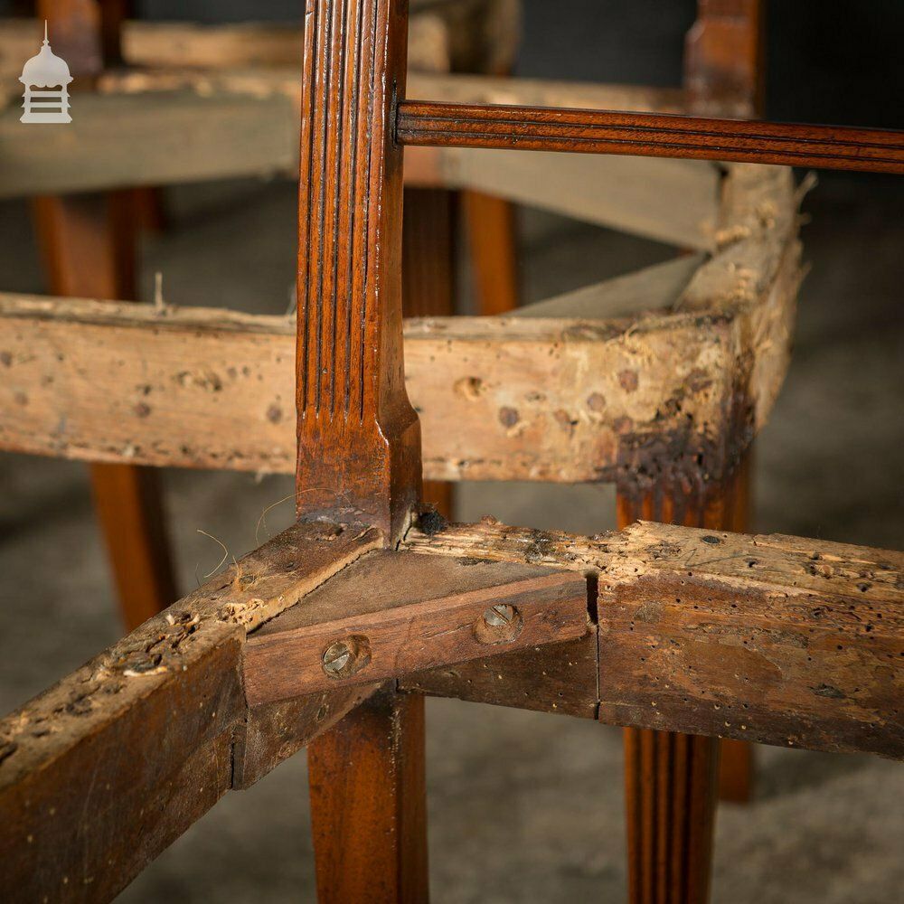 photo for sale Set Of Six George III Reeded Mahogany Dining Chairs And One Carver Chair Ready For Upholstery