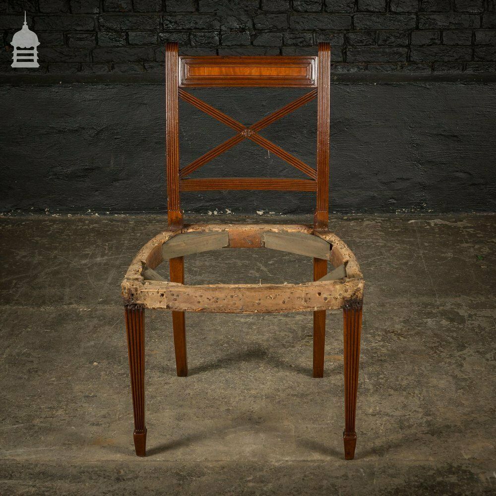 Furniture Set Of Six George III Reeded Mahogany Dining Chairs And One Carver Chair Ready For Upholstery photo