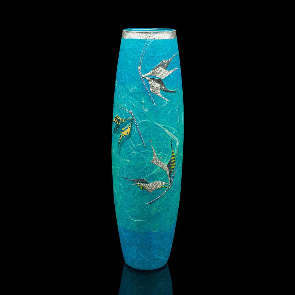 Tall Contemporary Decorative Flower Sleeve, English, Art Glass, Straw Silk Vase photo furniture