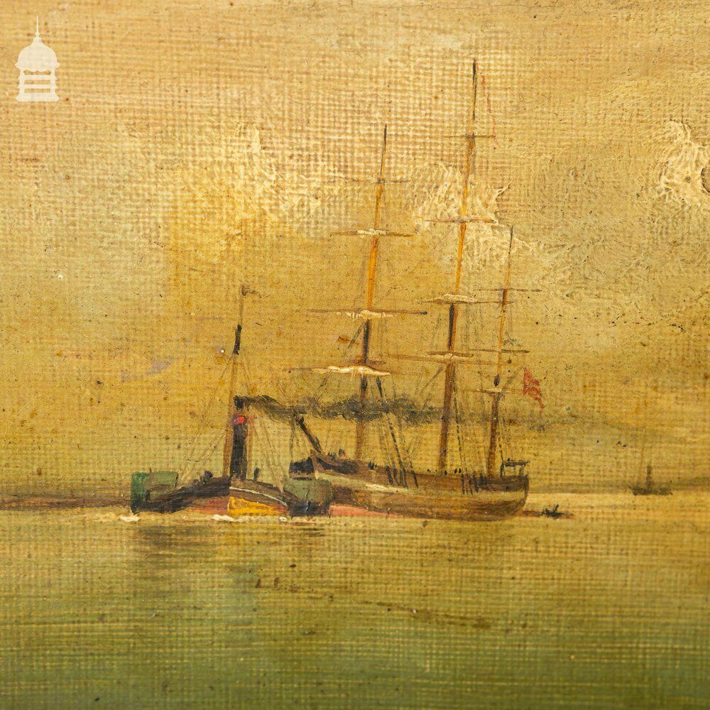 Set Of Three Early 19th C Nautical Maritime Oil Painting Seascapes photo buy