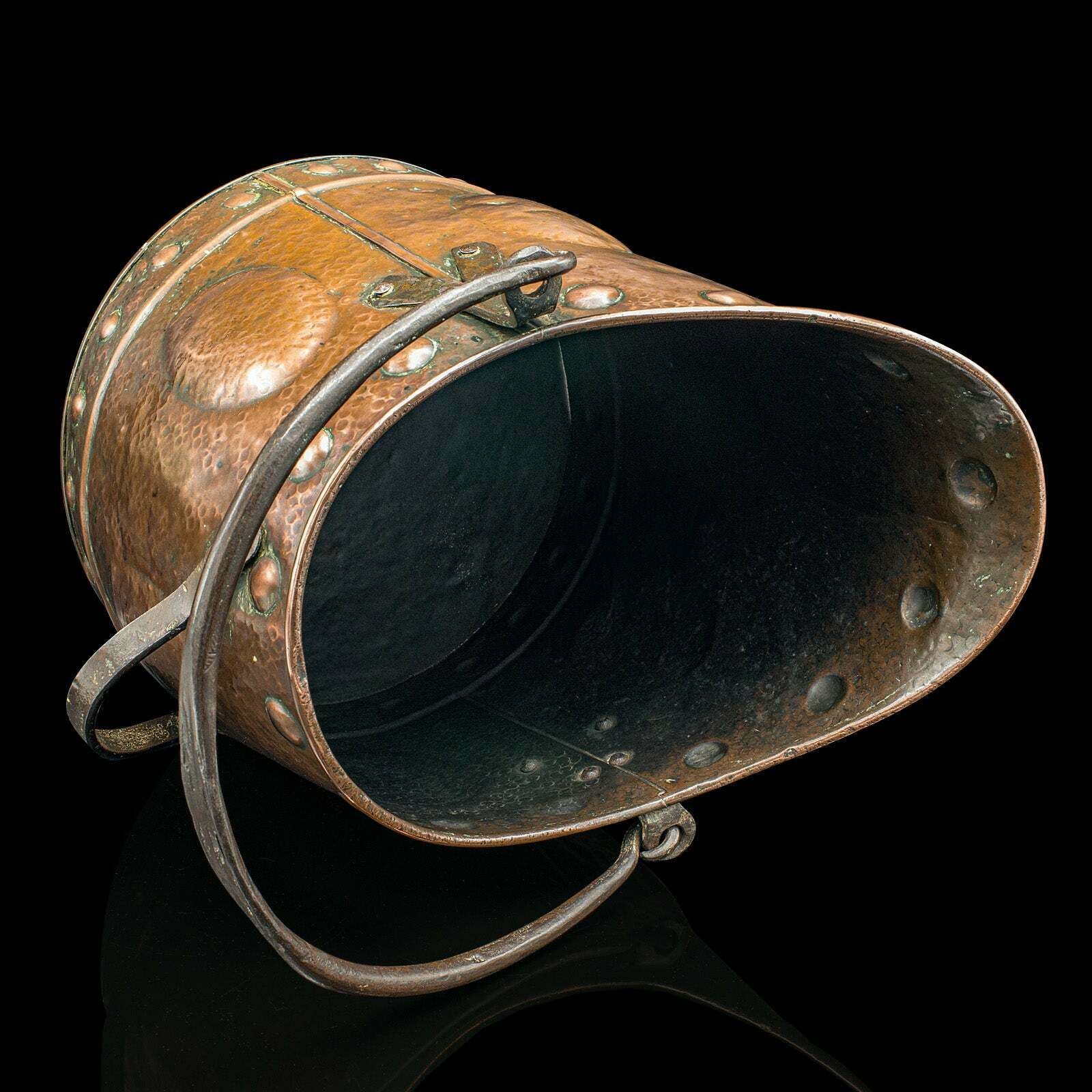 Antique Coal Scuttle, Scottish Copper, Fireside Bin, Aesthetic Period, Victorian photo vintage