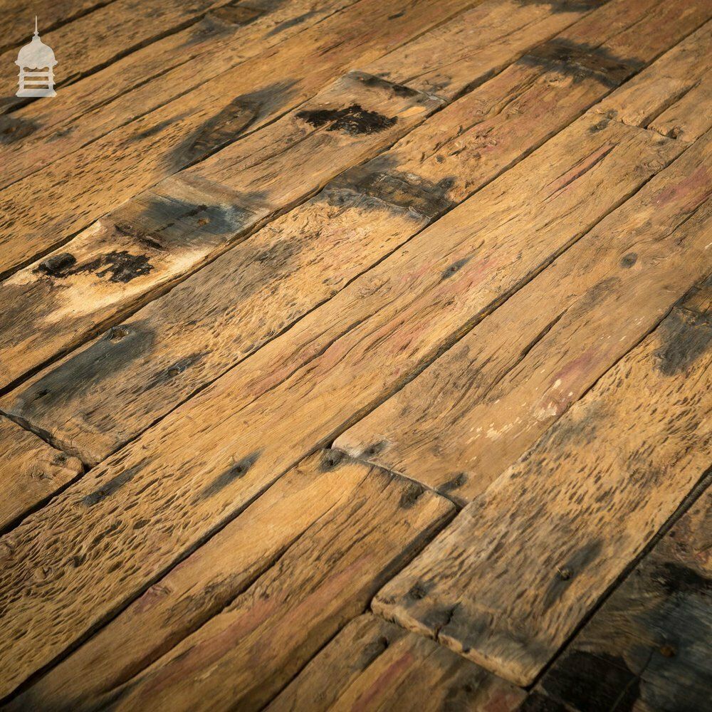 Batch Of 17 Square Metres Of Brushed Oak Reclaimed From Canal Lock Gates photo for sale