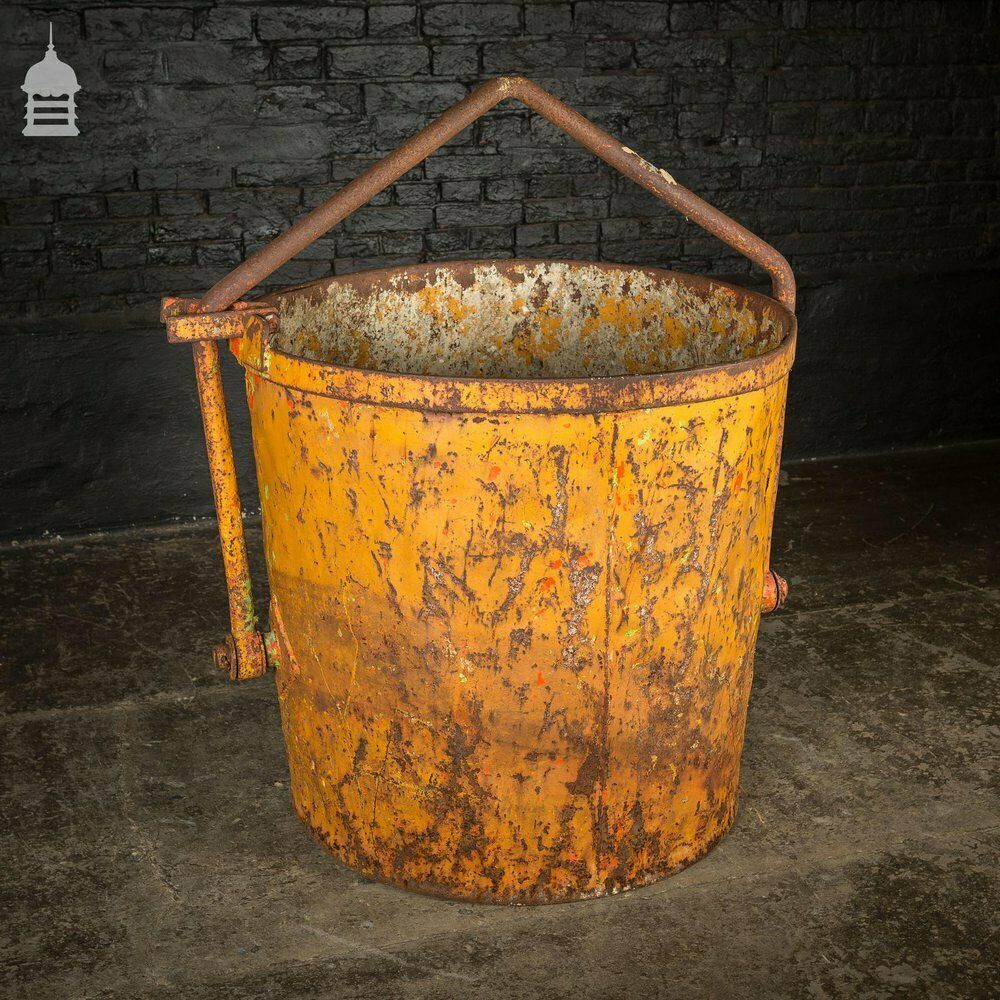 Large Industrial Yellow Painted Steel Barrel With Swing Handle photo for sale