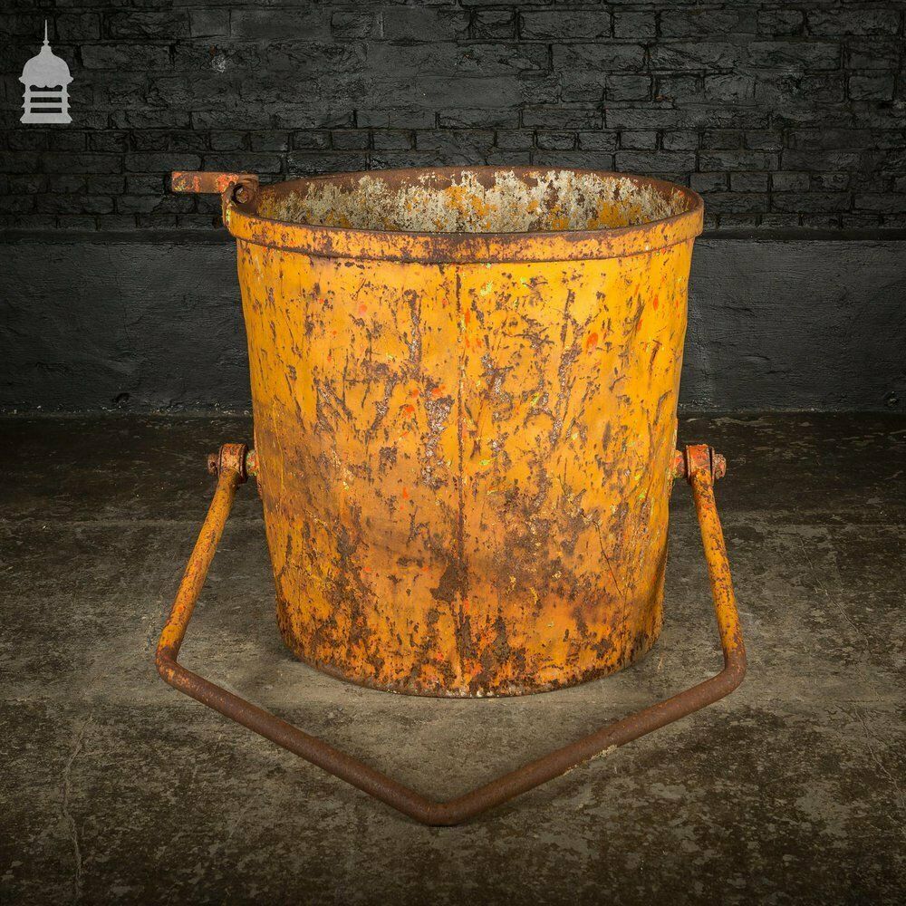 Large Industrial Yellow Painted Steel Barrel With Swing Handle photo vinterior
